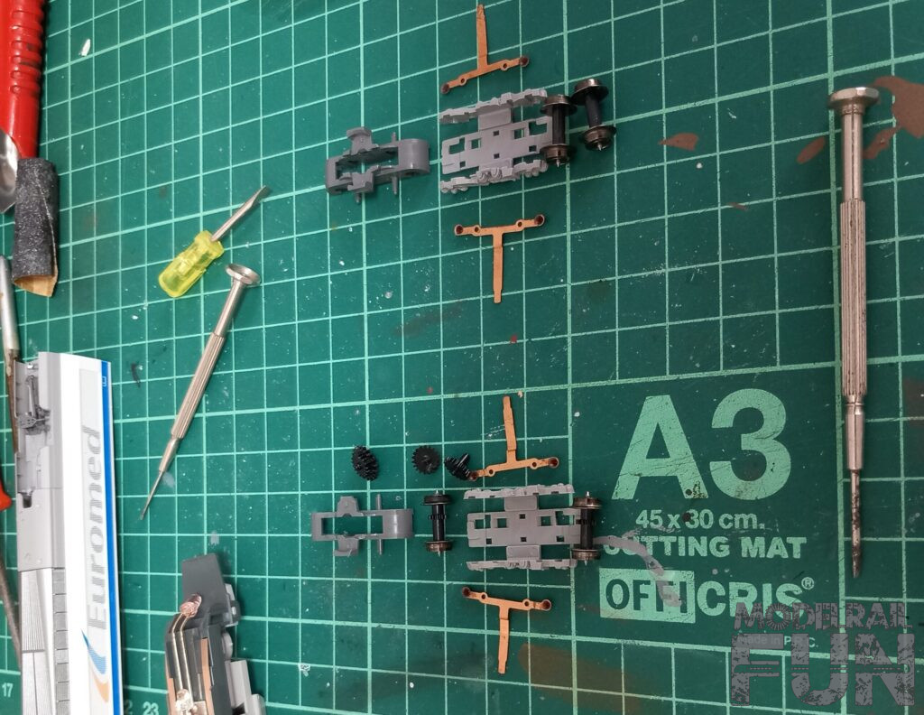 Reparacion bogie unidad tractora. Las piezas